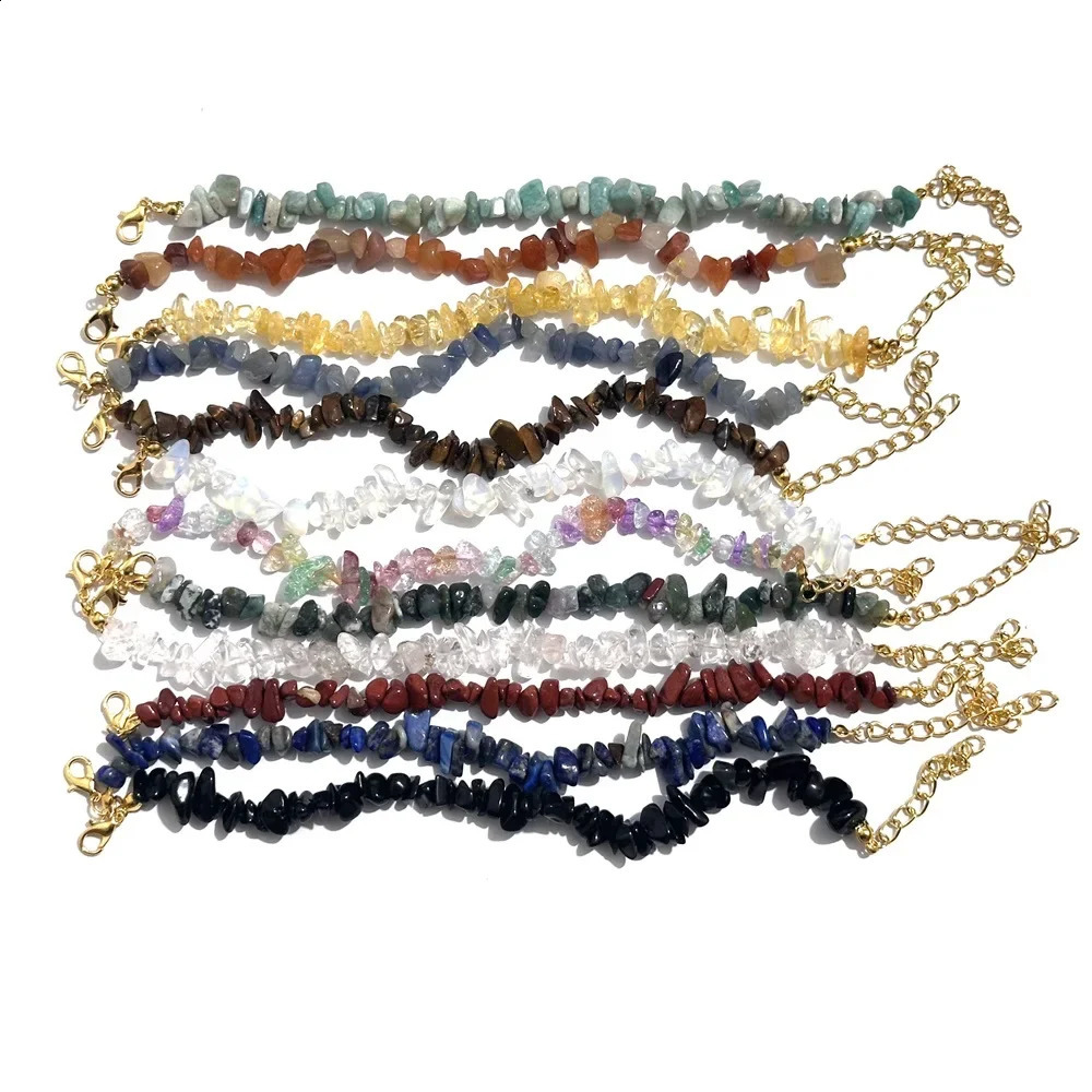 20 pieces of natural gemstone bracelets irregular crystal elastic chips bead beads bead bracelets quartz wristbands 241018