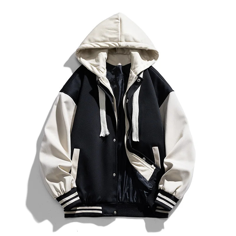 Jacket mens spring and autumn jacket casual top twopiece hooded baseball loose comfortable simple versatile 241018