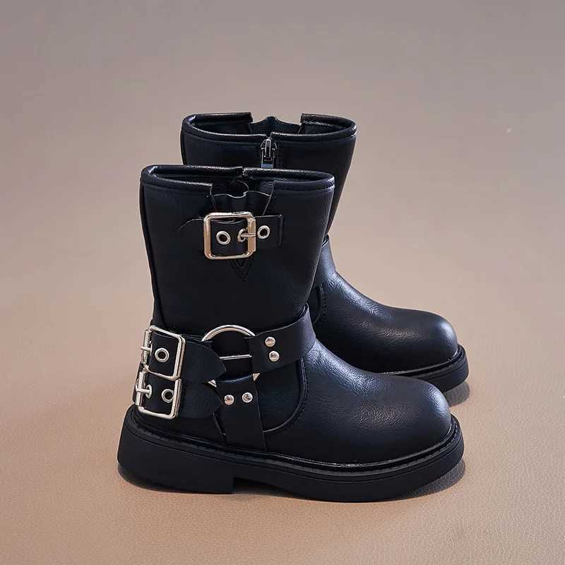 Boots Spring Autumn Boys and Girls Children Chelsea Boots Buckle Classic Buckle Britain Style Retro Kids Short Boots Non-slip 2023 PU H241018