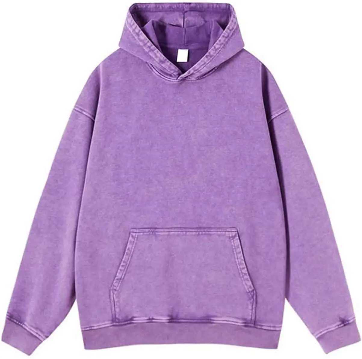 Mens Hoodies Pullover Oversized Plain Vintage Heavyweight Hoodie Men Streetwear Wash Plush Cotton Outdoor SweatshirtC241018