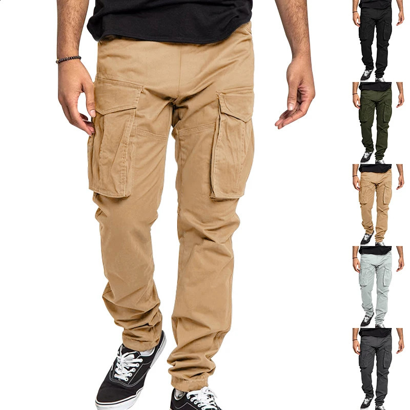 2024 AutumnWinter fleece mens multi-pocket pants Cross-border plus-size sports casual pants 241010