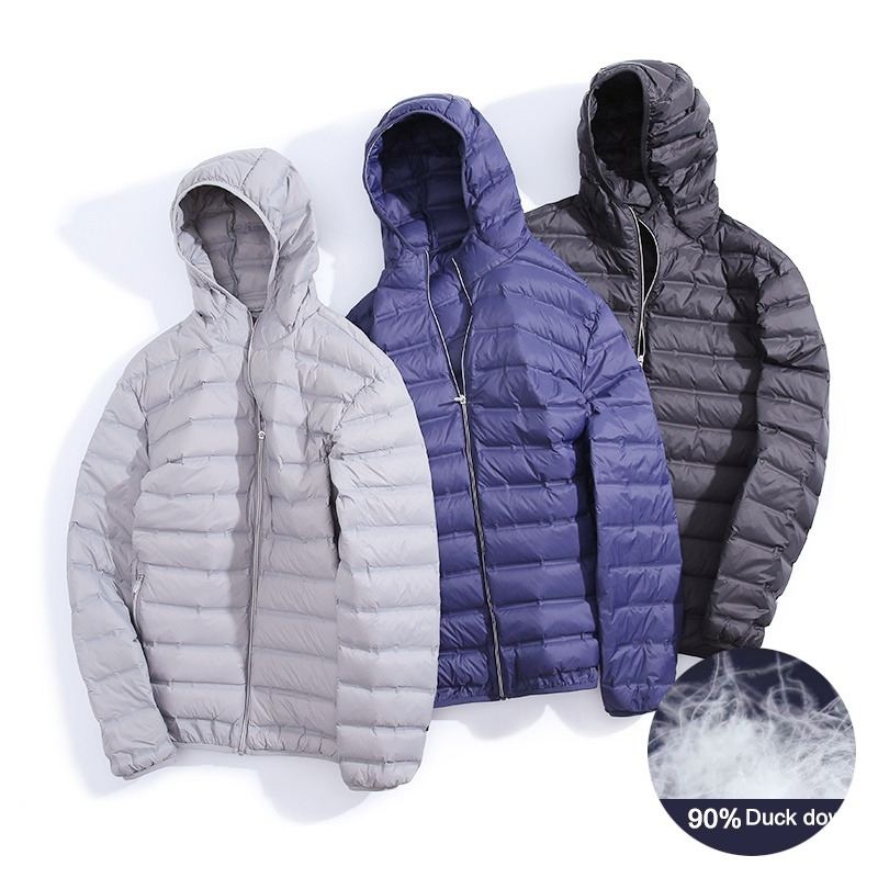 Anti-Splashing Lightweight Puffer Jacket 90% White Duck Mens Hooded Water And Wind-Rainproof Keep Warm Down Coats 5Xl 6Xl