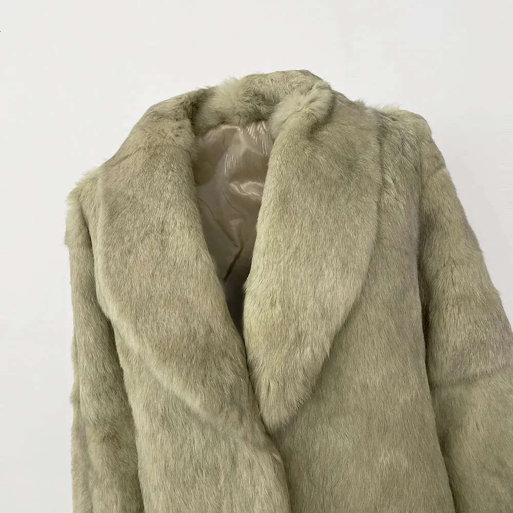 Fashion Casual New Natural Rabbit Turn-Down Collar Winter Jacket Women Thick Warm Outerwear Streetwear Real Fur Coat