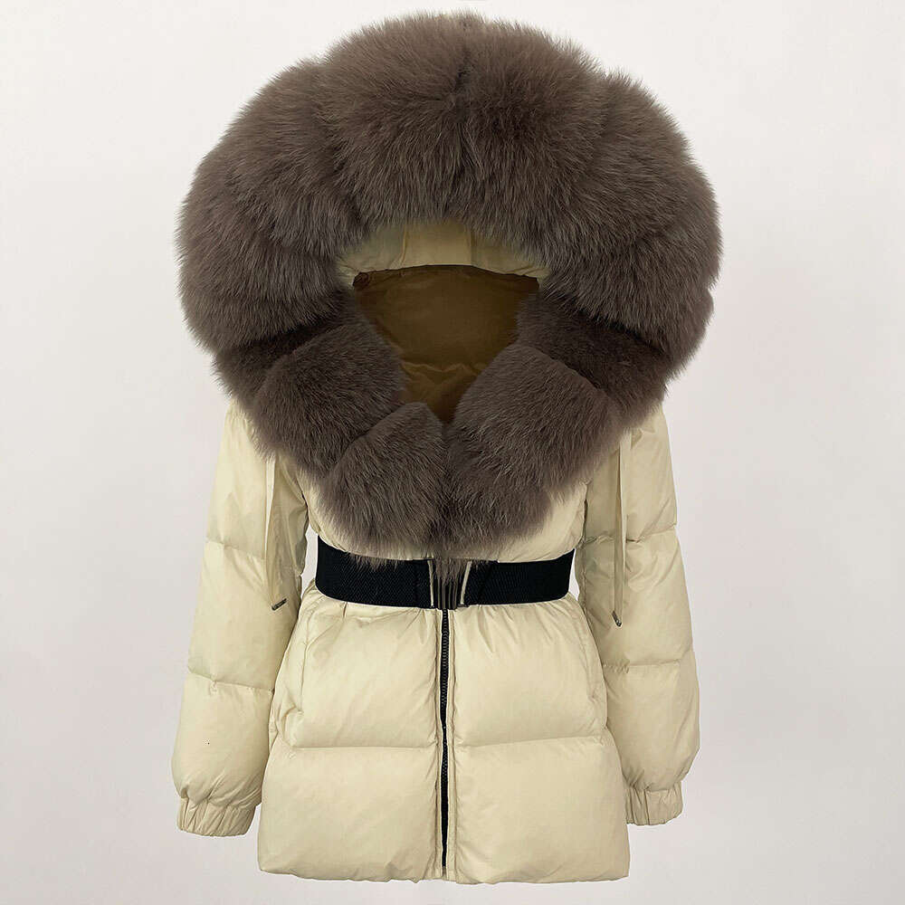 2024 Winter Puffer Women Hooded Thick Warm White Duck Down Coat Female Parkas Waterproof Real Fox Fur Jacket