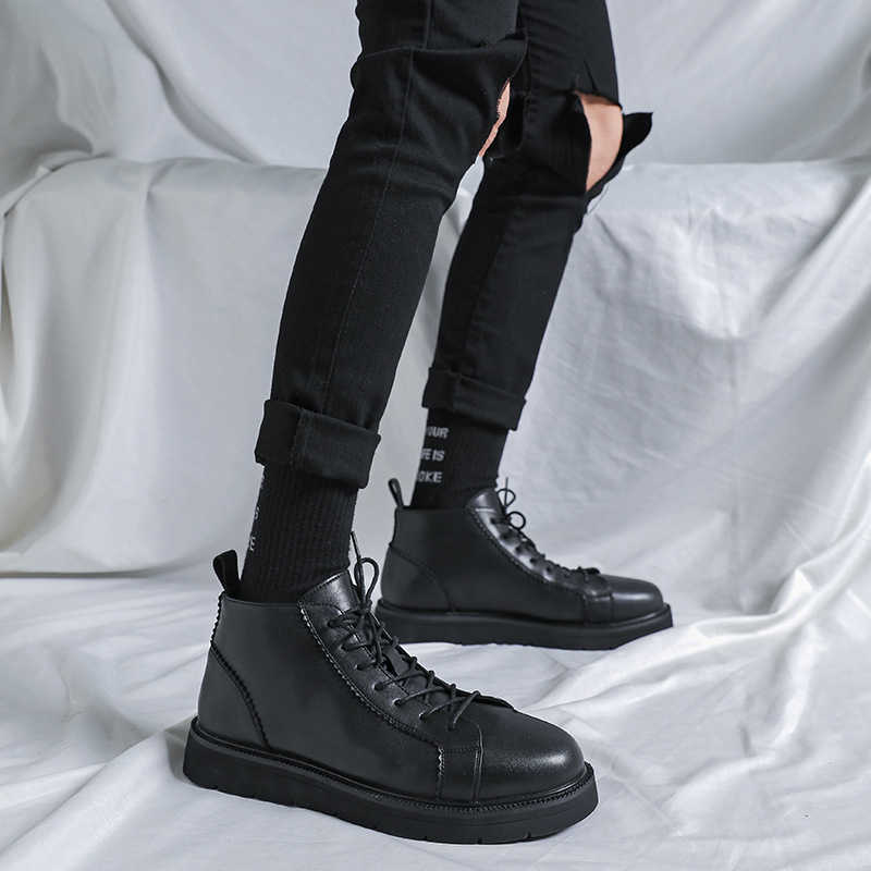 Martin Boot Large Ankle Boots Autumn Winter New Youth Fashion Boots Hairstylist Mens Leather Boots Fashion Boots 240927
