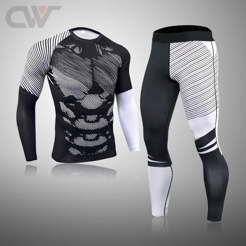 Winter Thermal Underwear Set Mens Sportswear Running Training Warm Base Layer Compression Tights Jogging Mens Gym MMA Suit 241018
