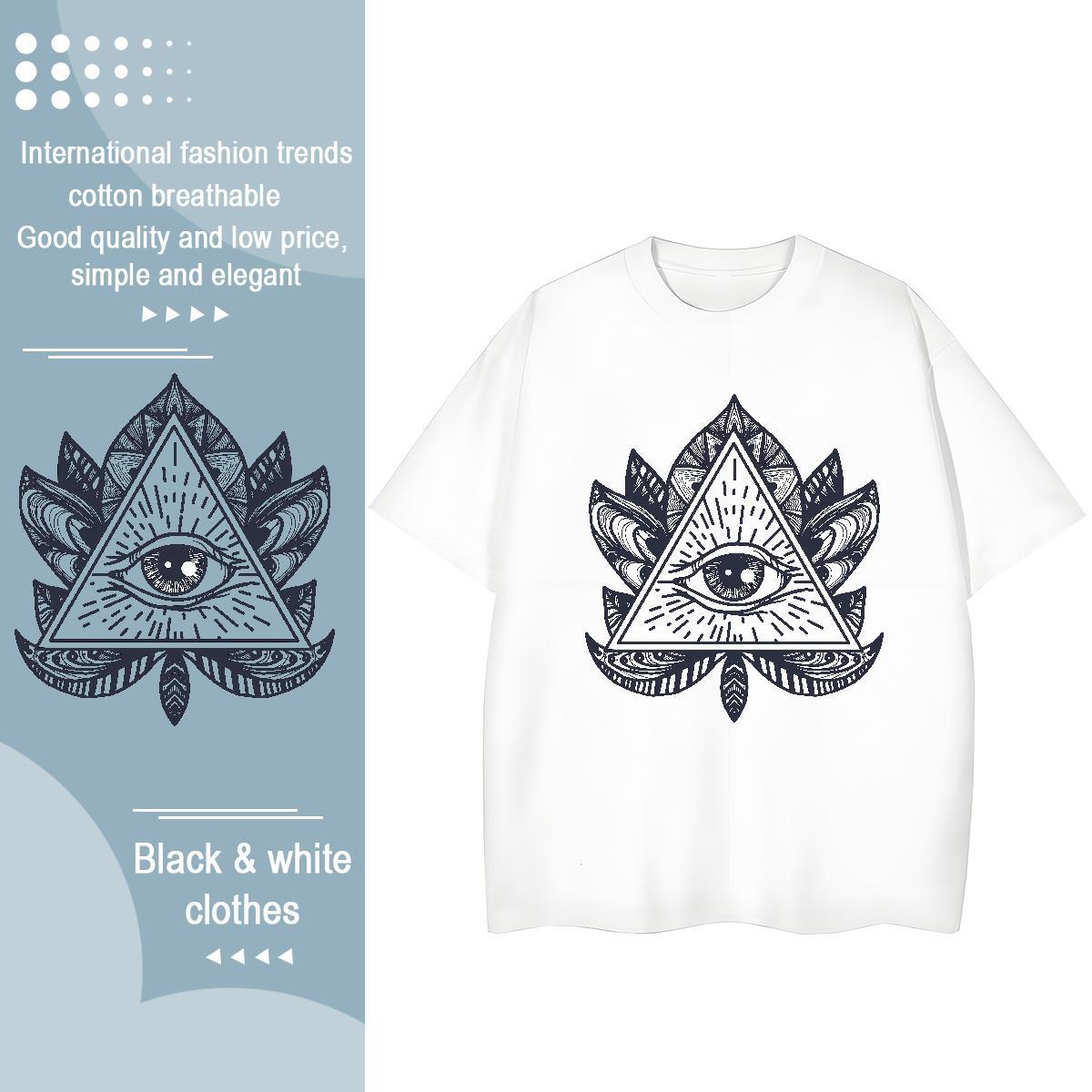 2024 DIY T-Shirts for Women 230g Cotton Comfortable Sports Casual eye of the devil Womens Tshirts Wholesale Skull Clothes Shirt