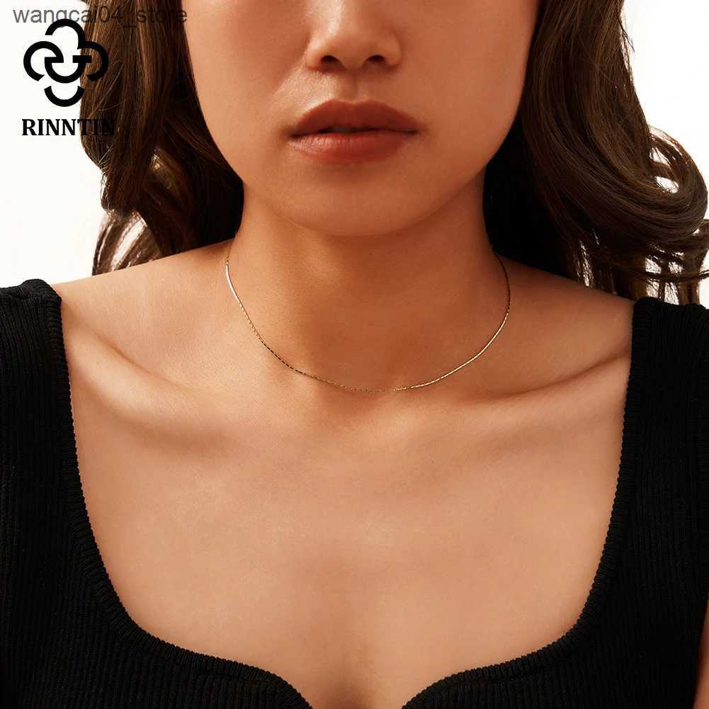Chokers Rintin new S925 pure silver short necklace basic chain necklace jewelry gift necklace mens fashion L240910