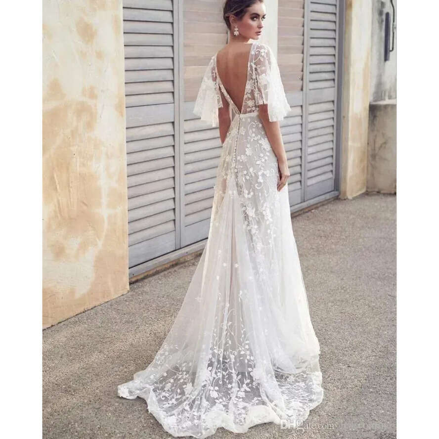 Boho Wedding Lace Dress A E White Simple Bohemian Beach Dresses Sexy Backless V Neck Or Length Summer Vestidos NEW BC Es Estidos es estidos NW s stido