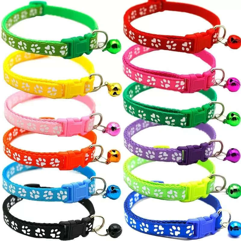 Patch Pet Footprint Dog Collars 1.0 Collar Cat Single With Bell Easy To Find Leashes Length 19-32Cm