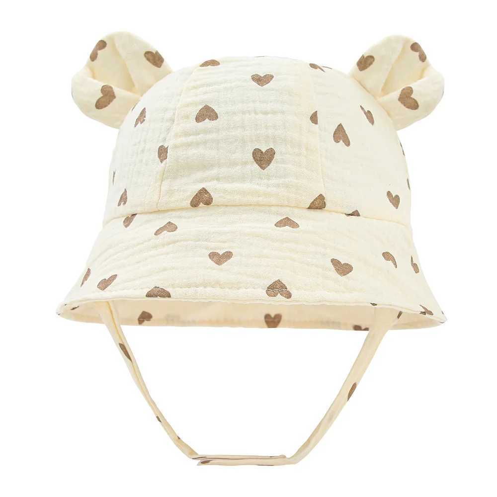 Spring Autumn Print Baby Bucket Hat Soft Cotton Girls Boys Outdoor Casual Panama Sun Cap Summer Infant Toddler Fisherman Hats LX241018
