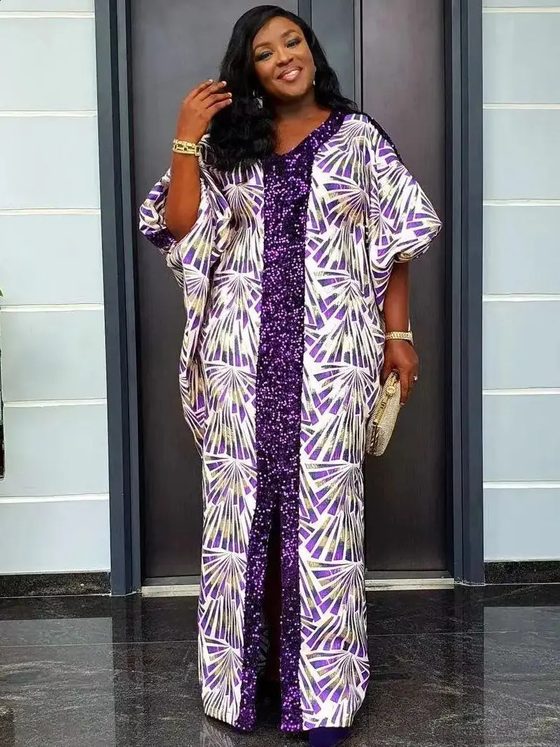 African Dresses for Women Plus Size African Clothes Dashiki Ankara sequin dress Kaftan Muslim wedding party long skirt 241021