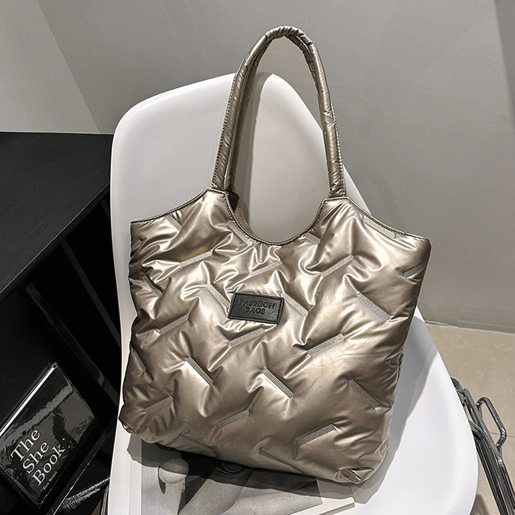 Women's Padded Tote Multi Functional Solid Puff Large Capacity Quilt Shoulder Casual Winter Dressing Bag