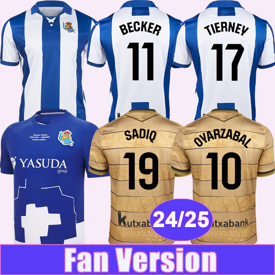 24 25 Real Sociedad Mens Soccer Jerseys OYARZABAL BECKER TIERNEY H. TRAORE SADIQ PACHECO ZUBIMENDI ZUBELDIA Home Away Special editions Football Shirts
