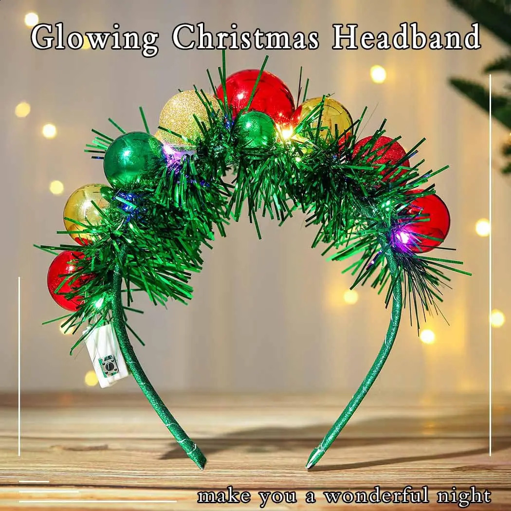 Lighting up Christmas ball headband LED Christmas headband Christmas glitter hair party hair accessories 241018