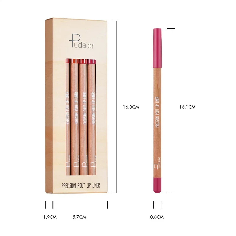 Pudaier Sexy Matte Lipstick Pencil Waterproof Lasting Lip Liner Pen Non-stick Cup Lipliner Contour Pencil Beauty Makeup 12pc Set 241017