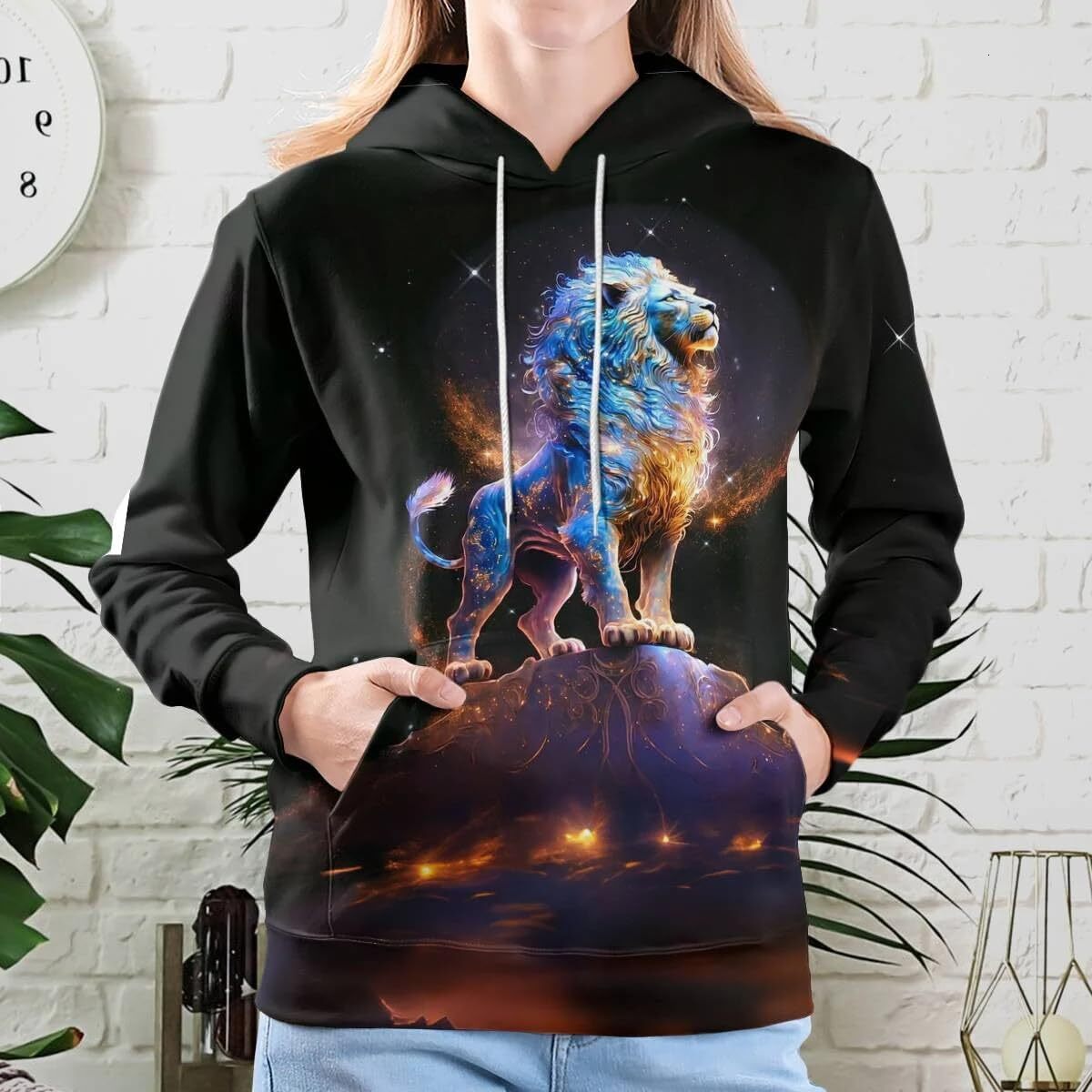 Men's hoodie Women's Lion hoodie 3D printing design for men Leo Zodiac jumper sweatshirt Fashion wildlife Adult women animal hoodie graphic 