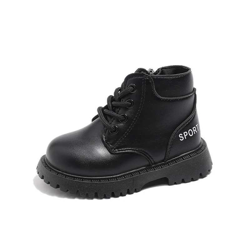 Boots Childrens Boot for Boy British Style Toddlers Black Brown Short Boots Non-slip Leather Kids Fashion Causal Girls Ankle Boots H241018