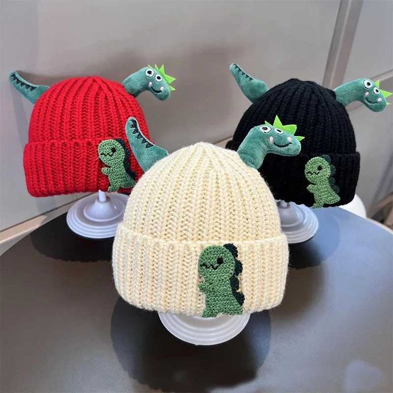Baby autumn and winter hat cute super cute dinosaur modeling wool hat winter boys and girls warm pullover knitted LX241018