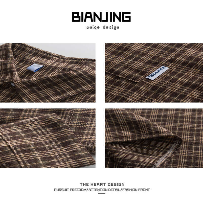shanshi Men's shirts Spring Autumn Street Plaid Long Sleeve Shirt for Men and Women Loose BF Style Couple Versatile Student Casual Coat