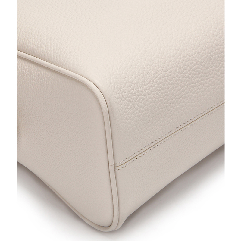 Donna-In Layer Cow Leather Handbag For Women Full Grained Top Handle Bag Genuine Minimalist Large Capacity Shell Shape