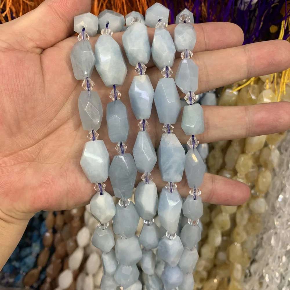 Natural blue Apatite aquamarine gemstone IRREGULAR hand cut face loose beads DIY bracelet necklace for jewelry making 241017