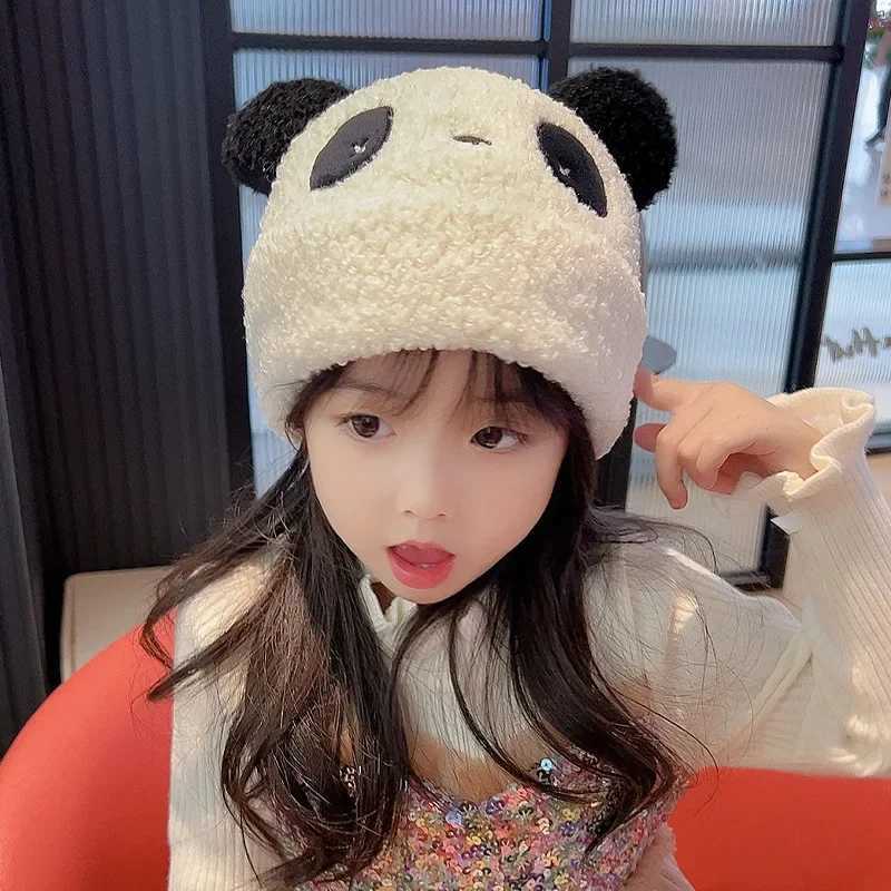 Childrens Panda Hats Autumn Winter Thicken Caps for Boys Girls 2024 Knitted Kids Warm Windproof Kids Hat Baby Accessories LX241018