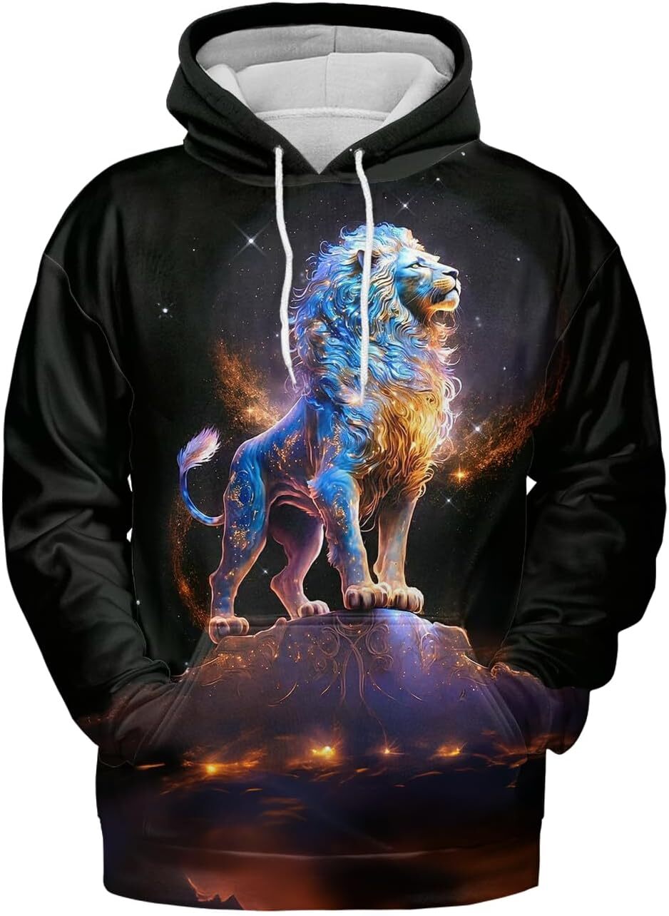 Men's hoodie Women's Lion hoodie 3D printing design for men Leo Zodiac jumper sweatshirt Fashion wildlife Adult women animal hoodie graphic 