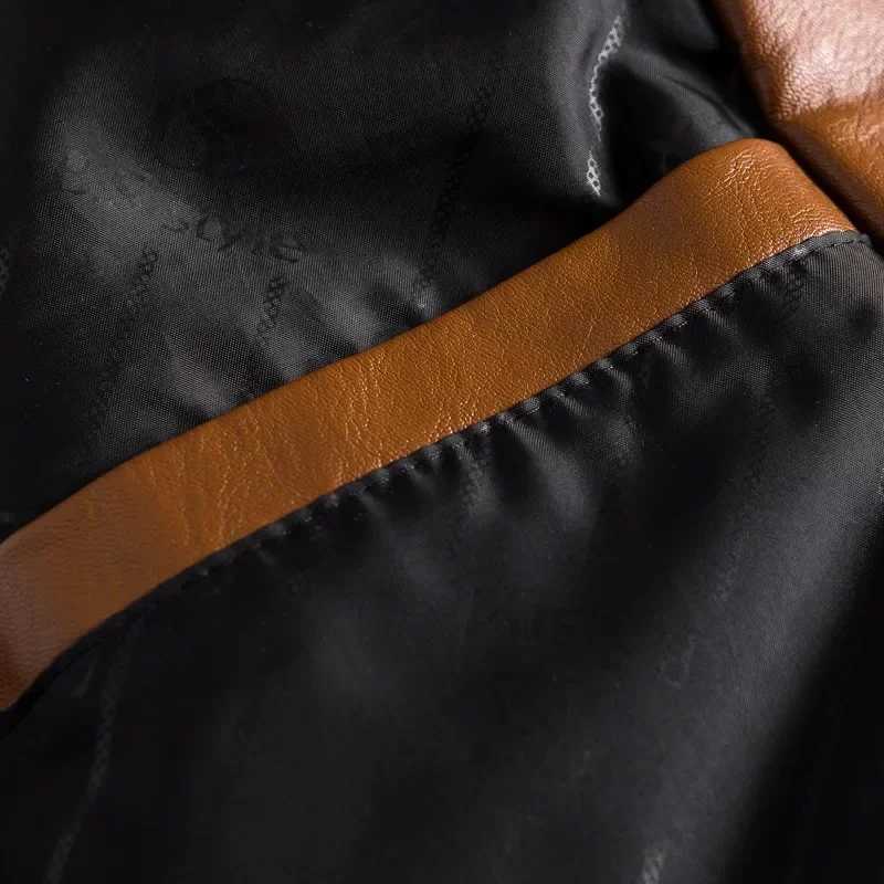 Fashionable handmade high-end new mens warm leather jacket casual mens PU leather jacket leather jacket Y241018