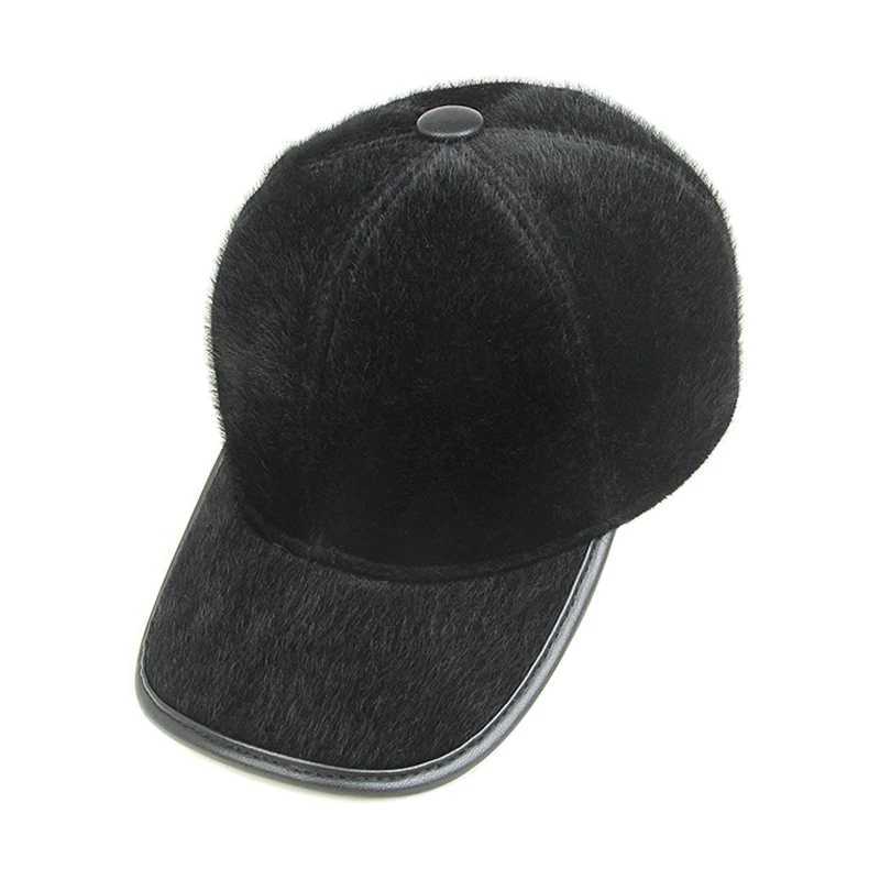 Fashion Men Newly outdoor Faux fur Baseball Cap With Earmuff Plus velvet Warm Winter Hats Middle-aged Thickened Snapback HatX241018