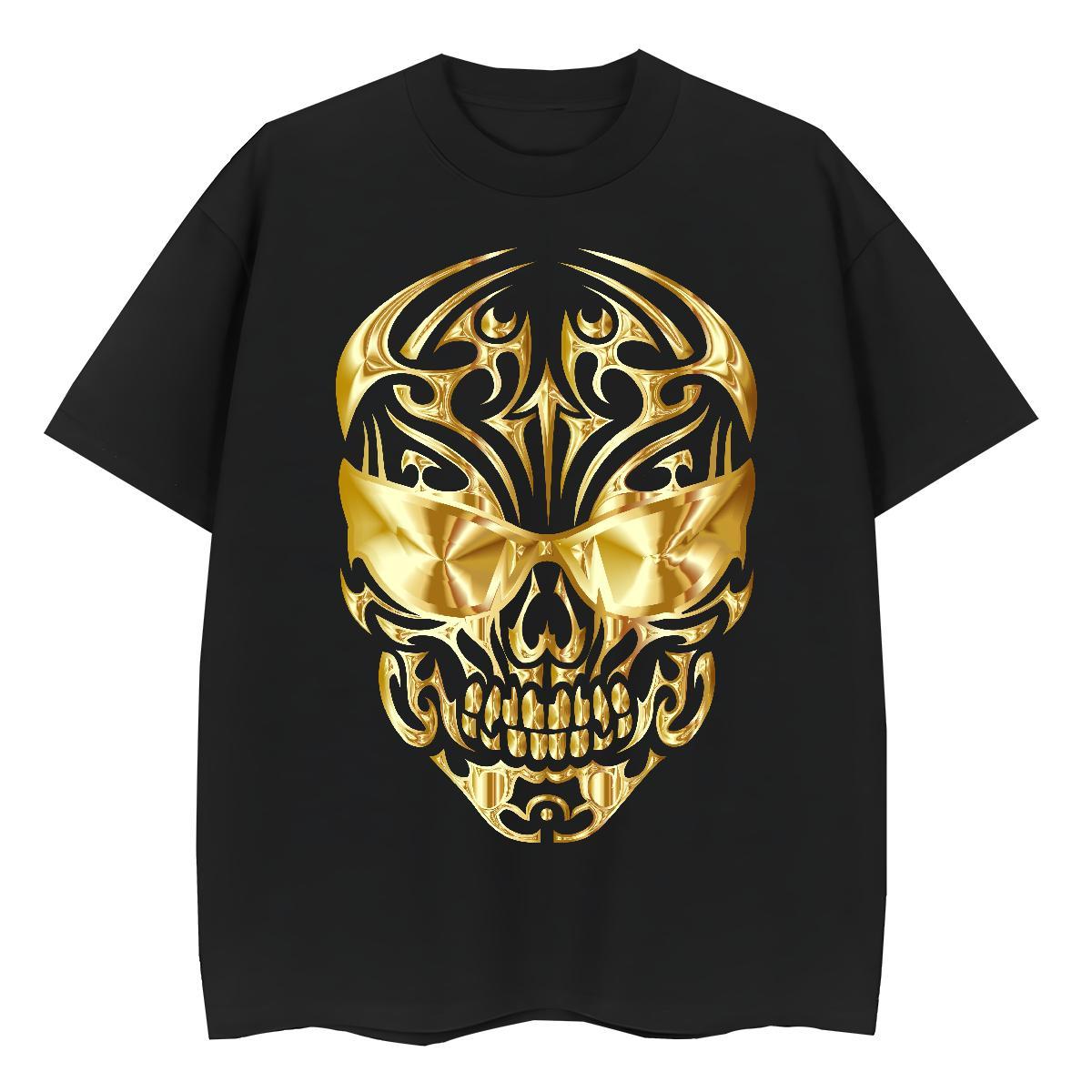 Stylist T-Shirts 230g 100% Cotton Short Sleeve O-Neck Outdoor skull Tshirt for Man Woman Loose fit Custom Print Plus Size Polos