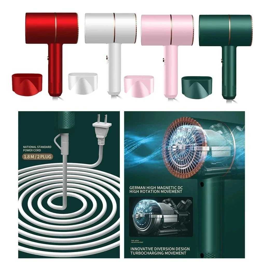 Portable Hair Dryer Strong Wind Hammer Blower Salon Dryer Hair Negative Ionic Hammer Blower Home Electric Blue Light Blow DrierXJ241017