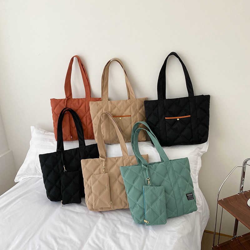 Texture Autumn Winter Women's Bag Fashion Cotton Dress One Shoulder Bag Simple Large Capacity Tote Bag 241015