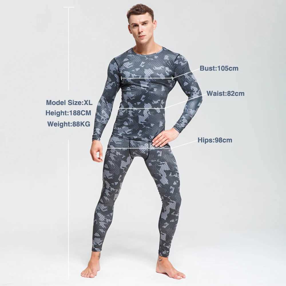 Men's Thermal Underwear Mens Winter Gear Ski Thermal Underwear Sets Thermo Camouflage Exercise Clothes Sports Pants Snowboarding Shirts And Pants