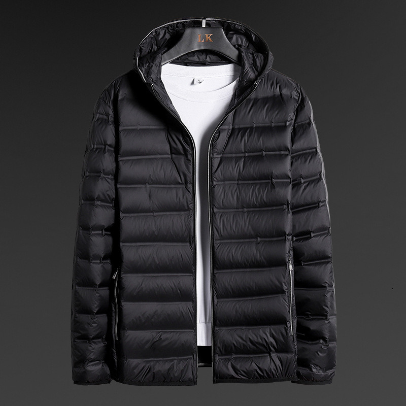 Anti-Splashing Lightweight Puffer Jacket 90% White Duck Mens Hooded Water And Wind-Rainproof Keep Warm Down Coats 5Xl 6Xl