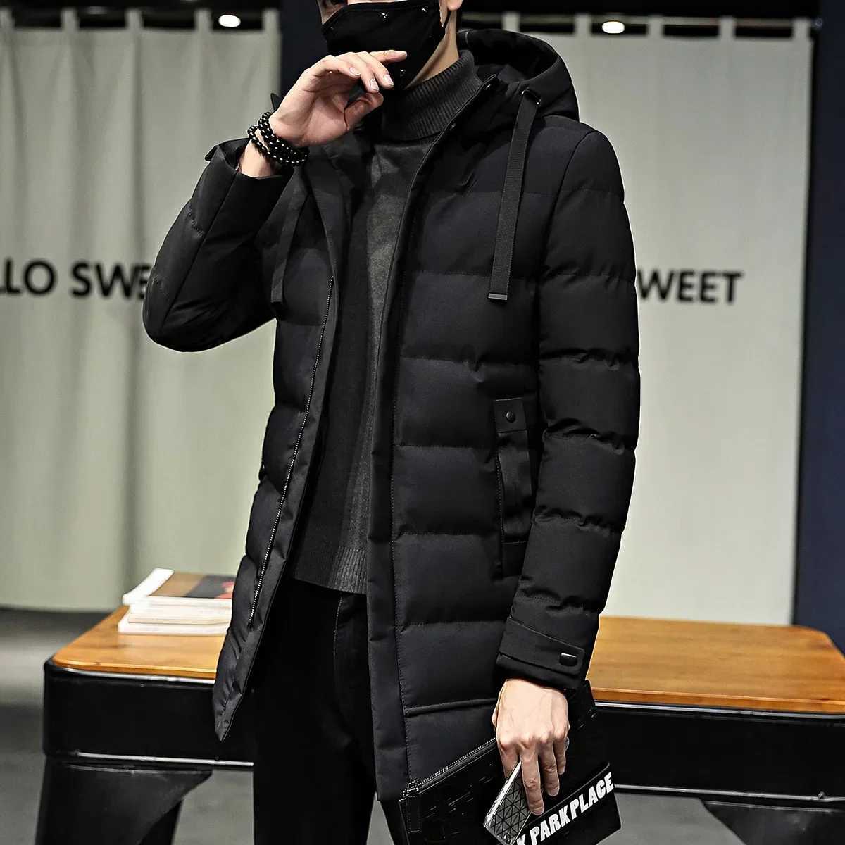 2024 Winter Mens Down Jacket Hooded Fashion Long Down Coats Men Thick Windproof Waterproof Warm Brand Mens Long Parkas LX241018
