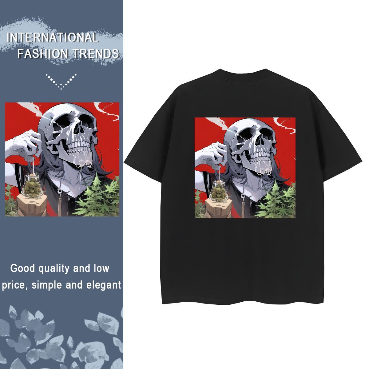 Designer T Shirt For Woman 100% Cotton 230g Breathable Short Sleeve Hip Hop skull Unisex Tshirts Nice Cartoon Printing L-4XL Polos