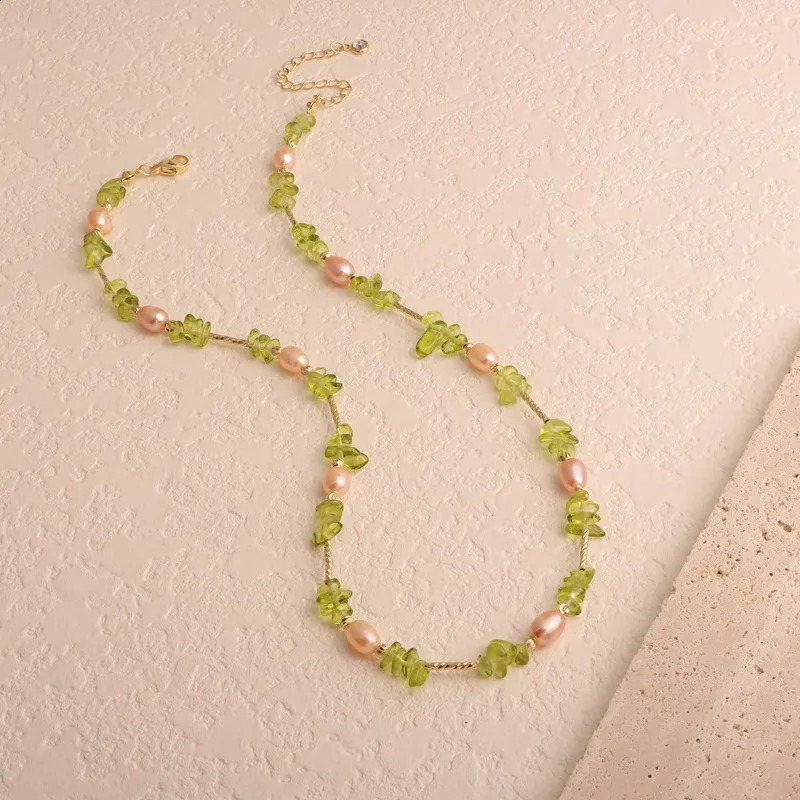 Minar Bohemia multicolored irregular natural stone chain freshwater pearl bead necklace suitable for women 14K real gold copper necklace 241018