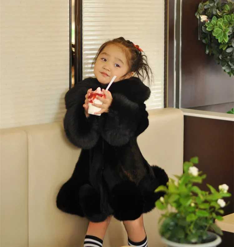New Childrens Artificial Fur Coat for Autumn and Winter Girls Korean Imitation Mink Fox Fur Thick Warm Coat M241018