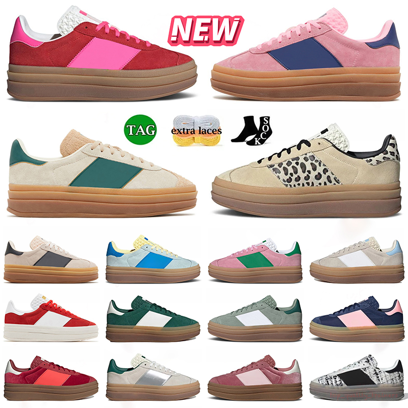 New Women Casual Designer Bold Shoes Platform Sneakers Plate-forme Premium Leather Fashion Pink Purple Collegiate Green Gum Almost Blue Suede Upper Girls Trainers