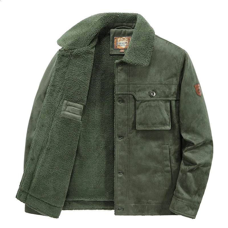 Supuscreat autumn warm mens Suede jacket windproof machine park thick wool jacket mens windproof jacket 241007