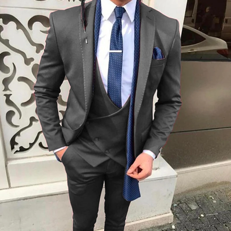 Formal Suits For Mens Slim Fit 3 Pieces Wedding Tuxedo Groomsmen Male Fashion Business Costume Jacket Vest With Pants 2024