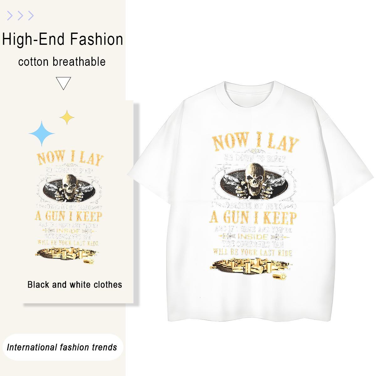DIY T Shirt For Woman 230g Pure Cotton O-Neck Short Sleeve Daily Outfit skull Tshirt for Man Woman Wholesale Oversized L-4XL Clothes Shirt