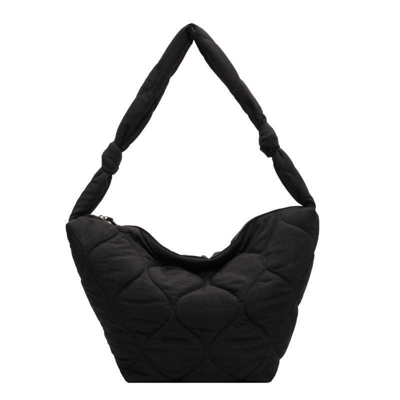 autumn winter cotton clothing dumpling bag, embroidered fashionable shoulder bag women, casual capacity nylon cross bag 241015