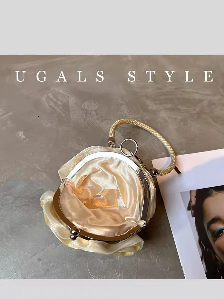 silk satin rose fashionable evening bag womens handbag wedding party clutch wallet womens shoulder cross body bag241018