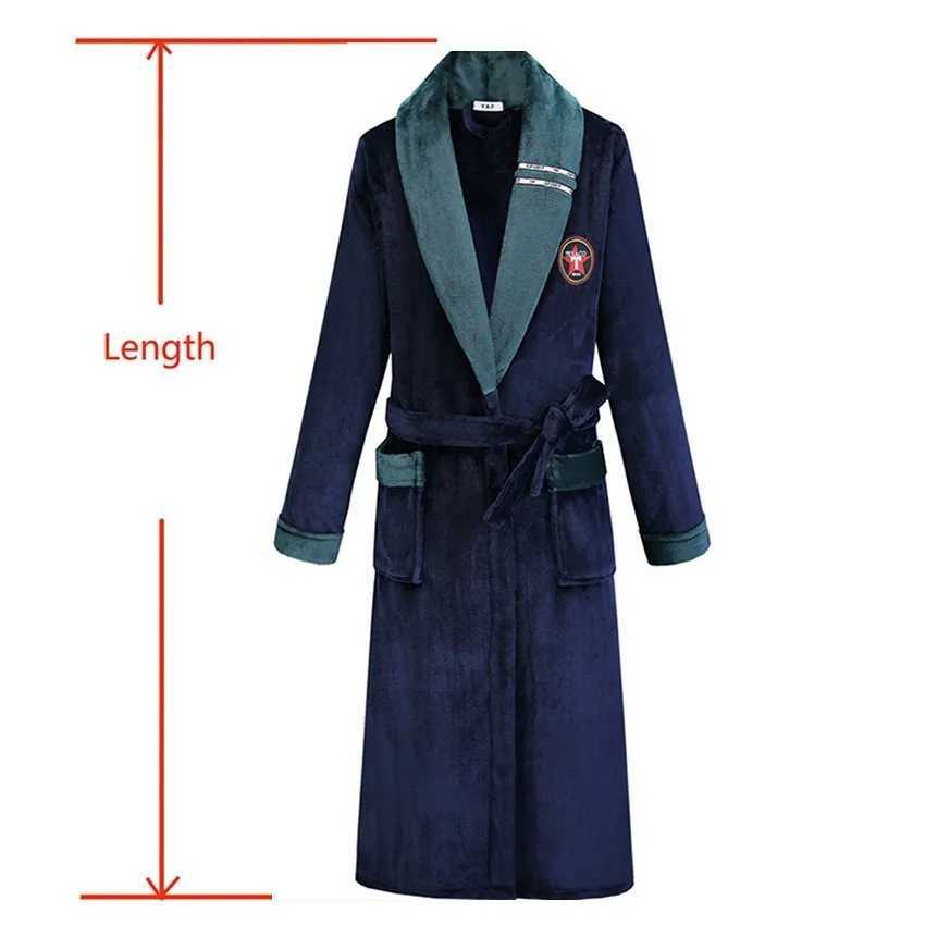 Plus Size4XL Men Winter Flannel Long Kimono Robe Nightwear Sleepwear Nightgown Thick Coral Fleece Home Loungewear Loose BathrobeXJ241018