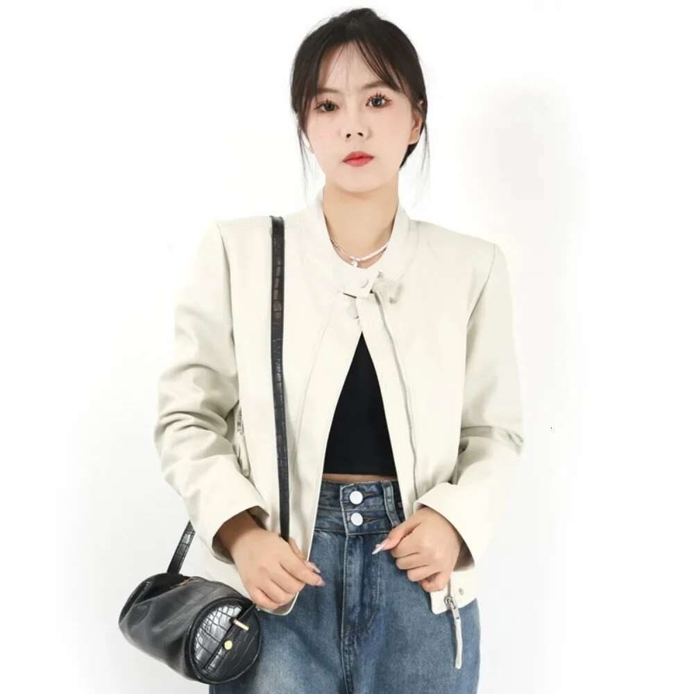 New Eco-Friendly Coat Female Short Casual Motorcycle Jacket Autumn PU Leather Blouse Simple Fashion