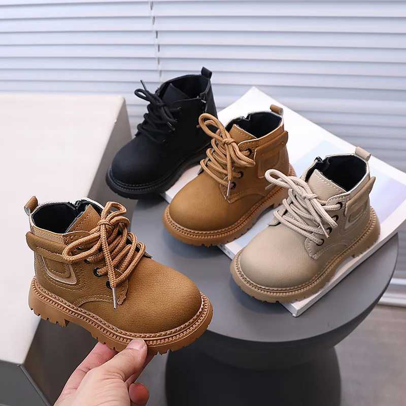 Boots Childrens Fashion Boots for Boys and Girls Autumn New Style Non slip Boots Fashion Leather Comfortable Side Zipper Solid Color Casual Shoes H241
