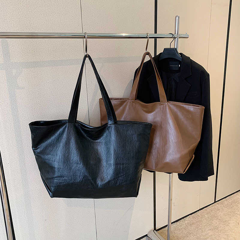 Large capacity textured bag for women high-end single shoulder bag ins simple versatile portable tote bag 241015