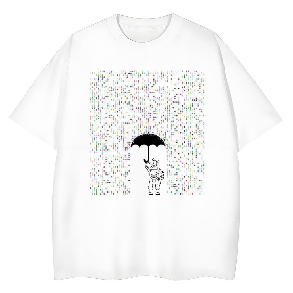 2024 Woman T Shirts 230g 100% Cotton Crew Neck Hip Hop Street robot Womens Tshirts Brand Oversized L-4XL Clothes Shirt